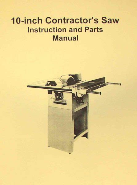 JET-Asian JTS-10 10" Contractor Table Saw Operator's & Parts Manual - Ozark Tool Manuals & Books