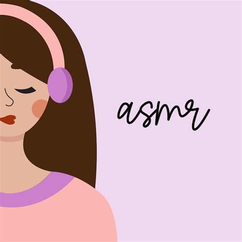 Premium Vector | Girl in pink clothes listening to asmr voices and meditating flat vector ...