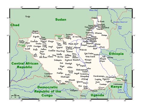 Detailed map of South Sudan with all cities | South Sudan | Africa ...