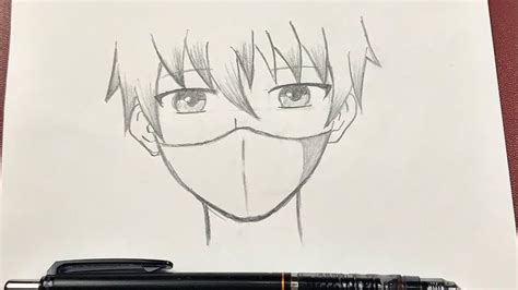 Easy anime drawing | how to draw anime boy wearing a mask - YouTube | Cute boy drawing, Anime ...