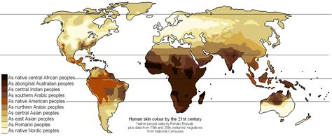 Human skin color map[1527X625] : r/MapPorn