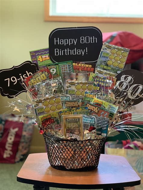 80th Birthday Gift Basket with a Variety of Surprises