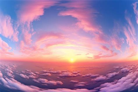 Premium AI Image | sunset sky panorama with bright glowing pink cirrus ...