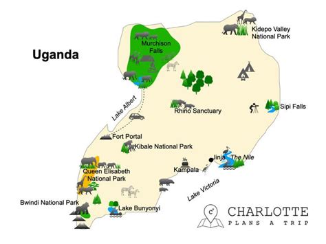 Map of Uganda National Parks and top attractions itinerary | Uganda, Volcano national park ...