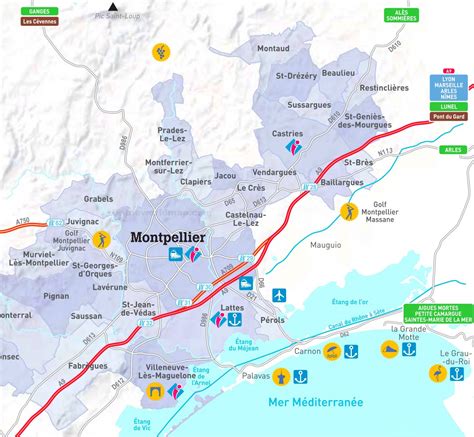 Tourist map of surroundings of Montpellier