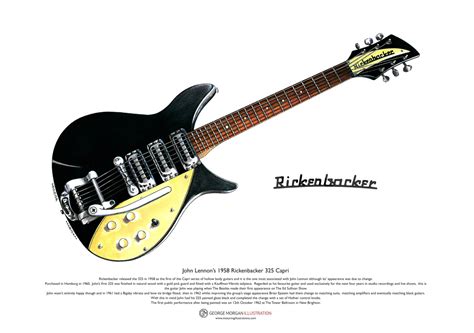 John Lennon's 1958 Rickenbacker 325 Capri ART POSTER A3