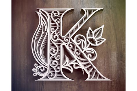 Layered Letter K, Alphabet letter K pattern, Letter K SVG (578903) | Paper Cutting | Design Bundles