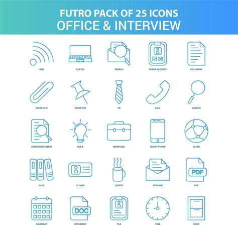 25 Green and Blue Futuro Office and Interview Icon Pack 14230872 Vector ...