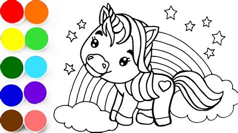 Unicornios Para Colorear Con Arcoiris Clipart - IMAGESEE