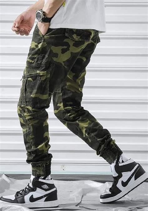 X-Future Mens Camo Slim Fit Cotton Casual Multi-Pockets Cargo Jogger ...