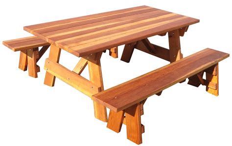 Outdoor 1905 Super Deck Finished 6 ft. Redwood Picnic Table with ...