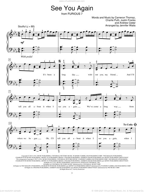 See You Again Piano / See You Again Easy Piano Sheet Music Charlie Puth ... / The song see you ...