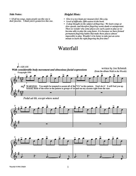 Waterfall free sheet music by Jon Schmidt | Pianoshelf