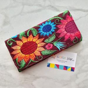 Embroidered Wallet, Floral Embroidery Wallet, Wallet Women, Gift for ...