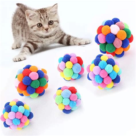 Colorful Pet Cat Kitten Soft Foam Rainbow Play Balls Funny Bells Activity Toys-in Cat Toys from ...