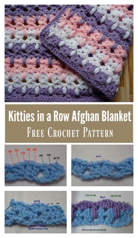 Cutest Kitties in a Row Afghan Blanket Free Crochet Pattern | Crochet patterns, Crochet cat ...