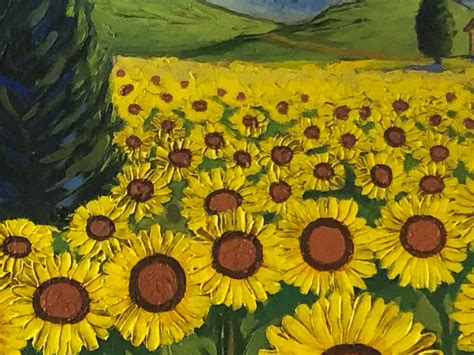 Sunflower Field by Vincent Van Gogh 1888 Signed Original Painting Oil on Canvas - Etsy