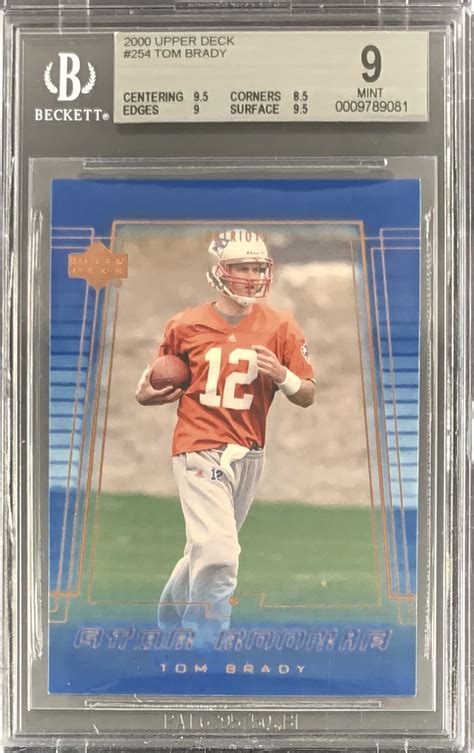 Lot Detail - 2000 Upper Deck Tom Brady Rookie Card - BGS Graded MINT 9 ...