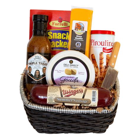 9pc Brown Gourmet Summer Sausage and Cheese Gift Basket - Small - Walmart.com - Walmart.com