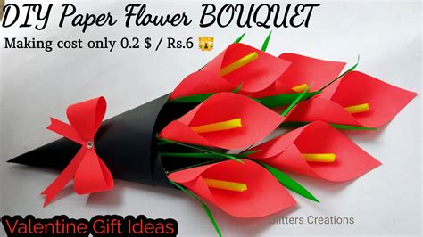 DIY Paper Flower BOUQUET/ Birthday gift ideas/Flower Bouquet making at Homemade Easy Craft (Cute ...