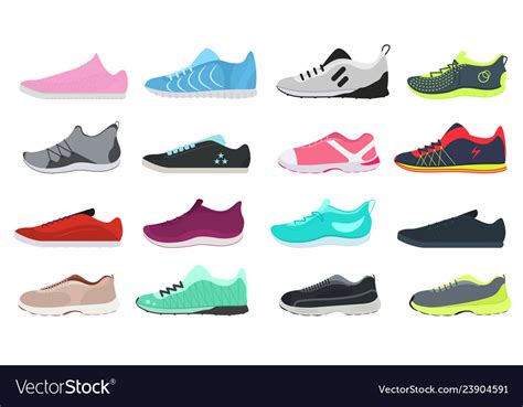 Cartoon color different sneakers shoes set Vector Image