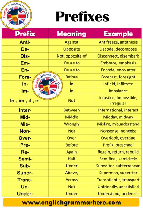 50 Examples of Prefixes, Definition and Examples - English Grammar Here