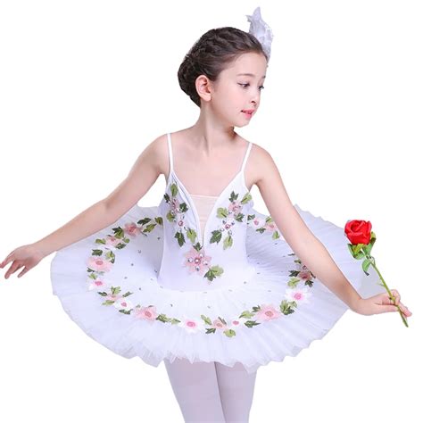 White Pink Platter Tutu Ballet Costumes for Girls Kids Straps Tutu ...