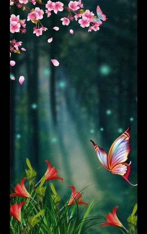 Nature Flower Wallpaper With Butterfly