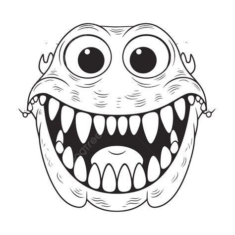 An Image Of An Open Mouth Monster Face Cartoon Coloring Outline Sketch Drawing Vector, Monster ...