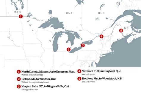 Map Of Canada Border Crossings