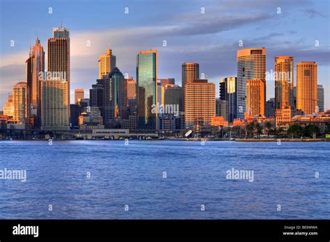 View of Sydney Cove at sunrise, Circular Quay, port, Sydney skyline ...