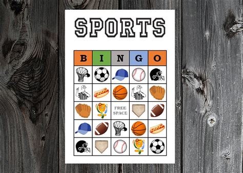 Sports Bingo 30 Printable Sports Baseball Football Soccer