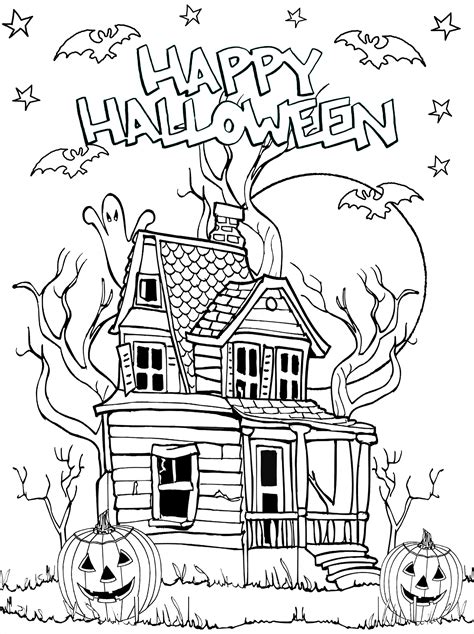 Halloween Haunted House - Halloween Coloring Pages for adults