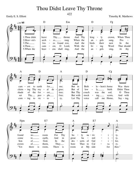 422 Thou Didst Leave Thy Throne Sheet music for Piano (Solo) | Musescore.com