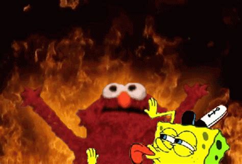 Elmo Fire Spongebob Lick GIF | GIFDB.com