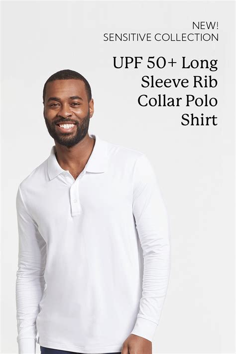 Long Sleeve Rib Collar Polo Shirt UPF50+ Sensitive Collection | Polo shirt, Long sleeve polo ...