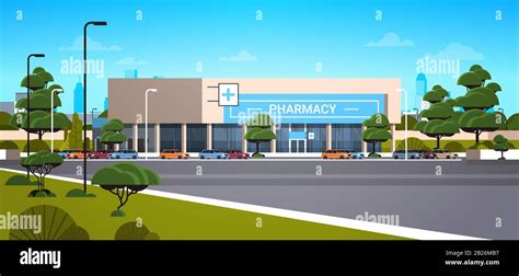 modern drugstore front view pharmacy store building exterior in ...