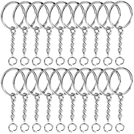 20pcs Key Chain Rings Teenitor Keychain Rings Bulk1 Inch Key Ring with Chain and Open Jump Rings ...