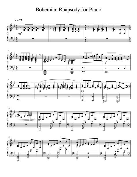 Print and download Bohemian Rhapsody for Piano for Piano and Keyboard. Made by williamlowe248 ...