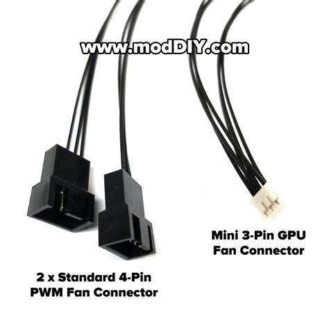 3 Pin GPU Mini Fan Connector to 2 x Standard 4 Pin PWM Adapter Cable ...