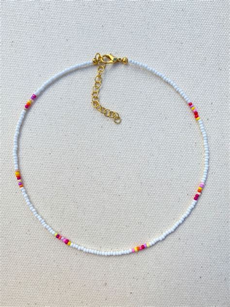 Simple seed need necklaces, preppy seed bead necklace, trendy necklace, aesthetic cute seed bead ...