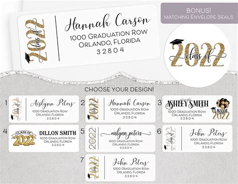 Class of 2022 Address Label, Graduation Invitation Address Label, Graduation Announcement ...