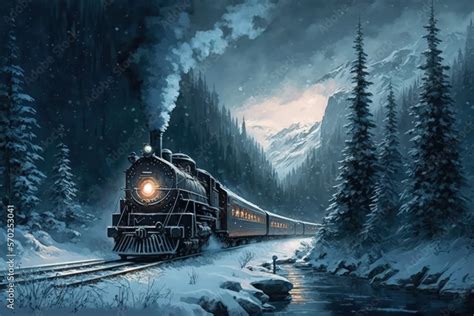 Fantasy train across a winter wilderness. They enjoyed dining while ...