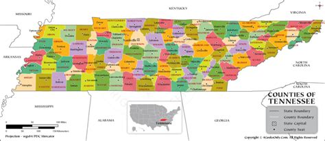 Detailed County Map Of Tennessee