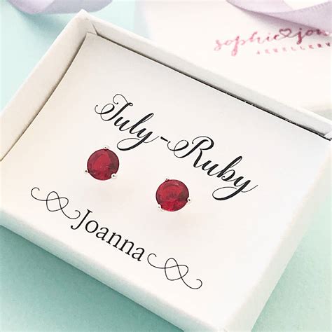 Personalised July Birthstone Earrings By Sophie Jones Jewellery