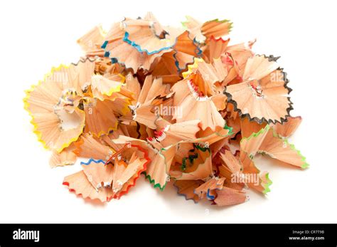 Pencil shavings on a white background Stock Photo - Alamy