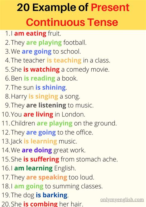 Example of present continuous tense | English vocabulary words, Interesting english words ...