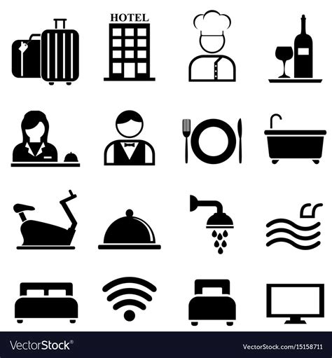 Hotel resort and hospitality icon set Royalty Free Vector