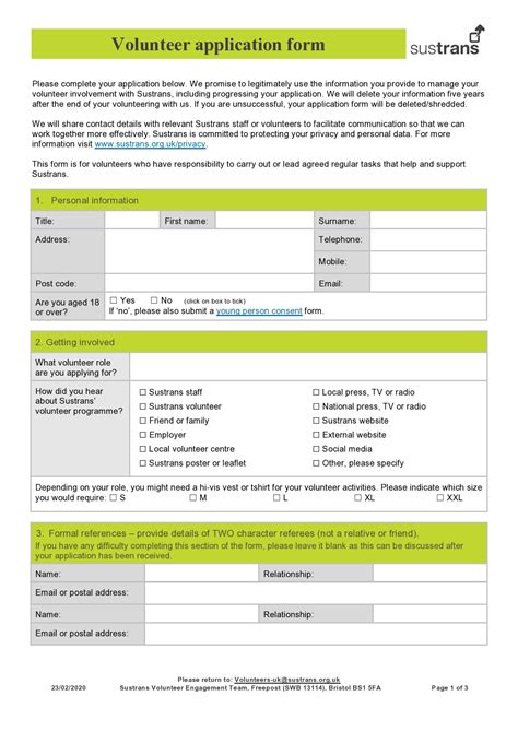 Volunteer Application Template For Your Needs