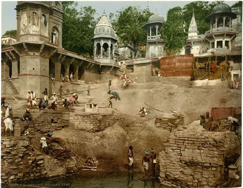 Les Ghats de Benares, photochrome P.Z., Collection Inde